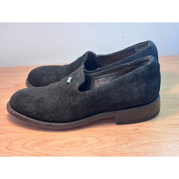 2120 LA-MX Black Nubuck Loafers Beaded Southwest Diamond Detail Women's Size 7 - Picture 3 of 10